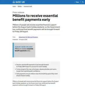 DWP government news page