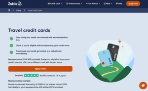 Zable travel credit card